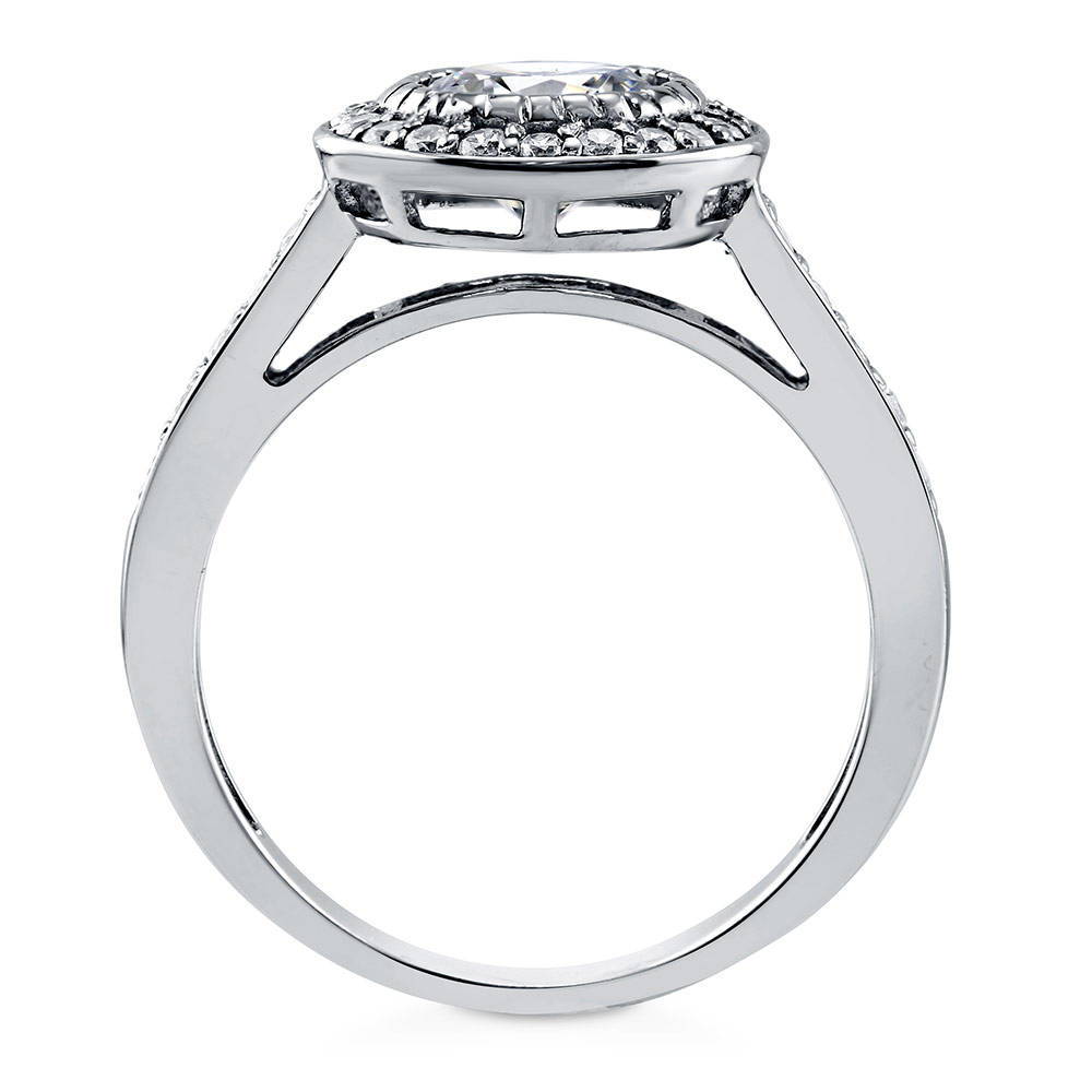 Alternate view of Halo Round CZ Ring in Sterling Silver, 5 of 6
