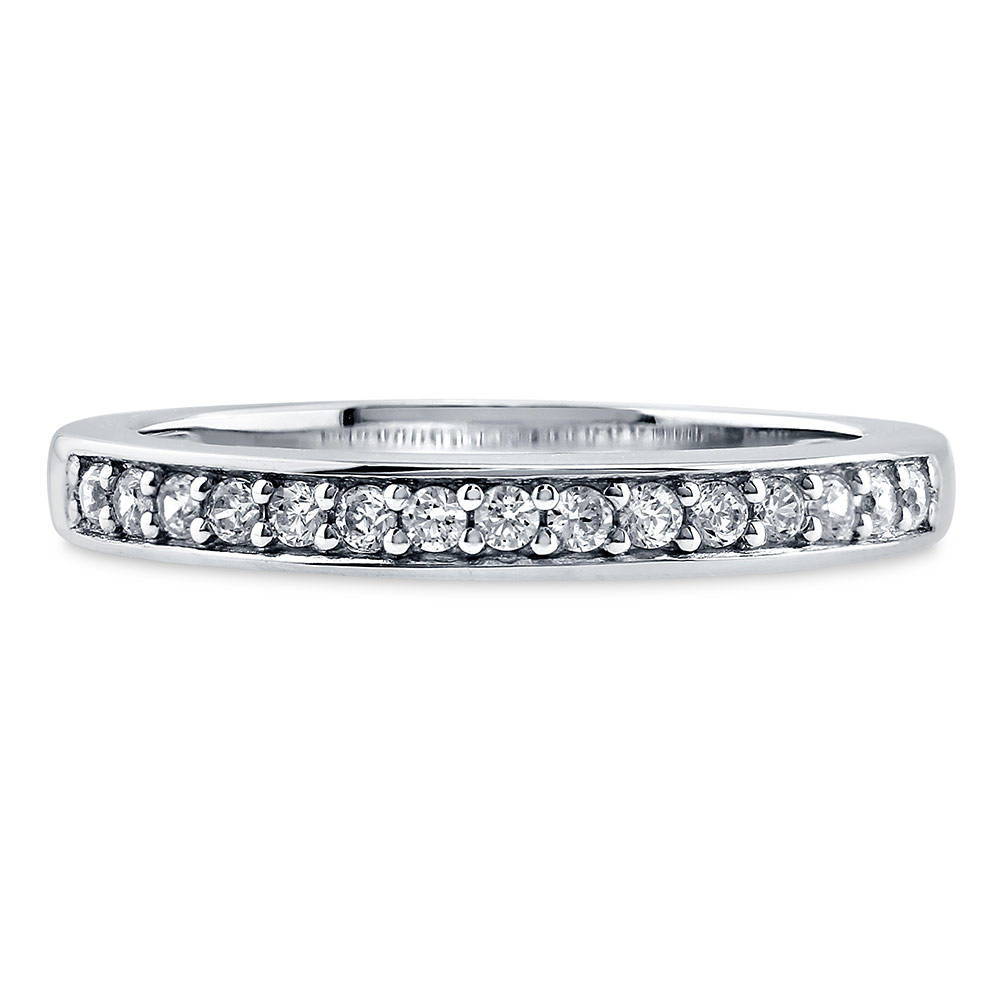 Pave Set CZ Half Eternity Ring in Sterling Silver, 1 of 6