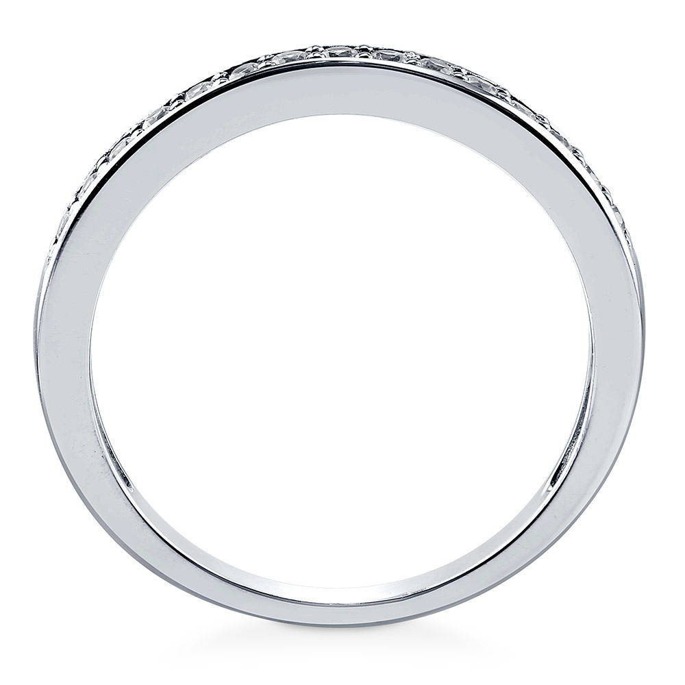 Pave Set CZ Half Eternity Ring in Sterling Silver, alternate view