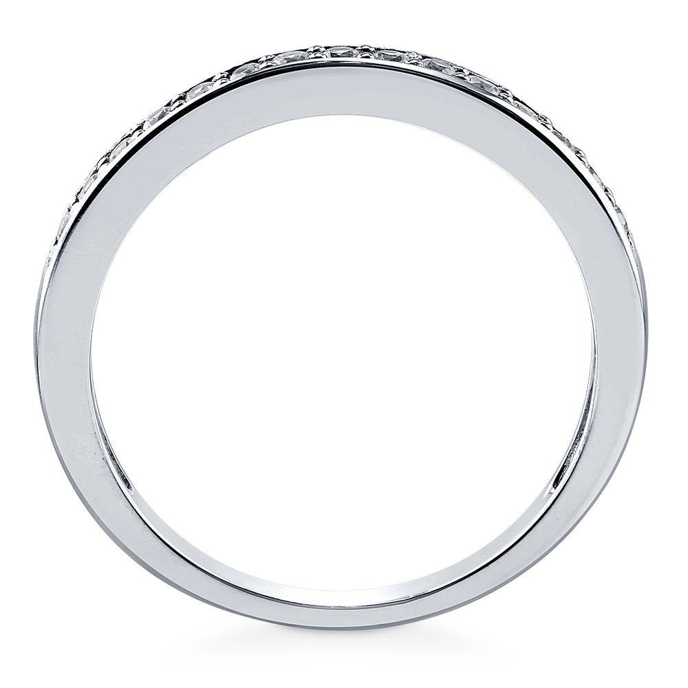 Alternate view of Pave Set CZ Half Eternity Ring in Sterling Silver