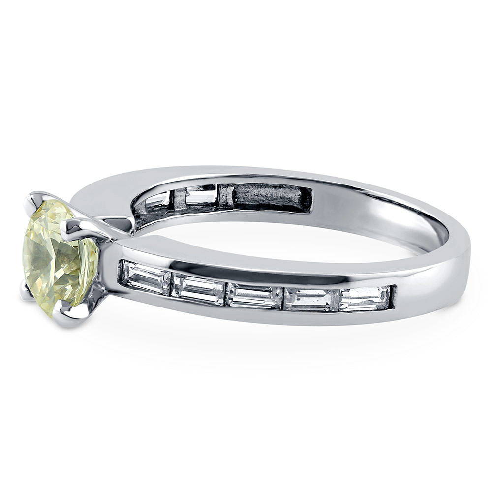 Solitaire 1ct Canary Yellow Round CZ Ring in Sterling Silver