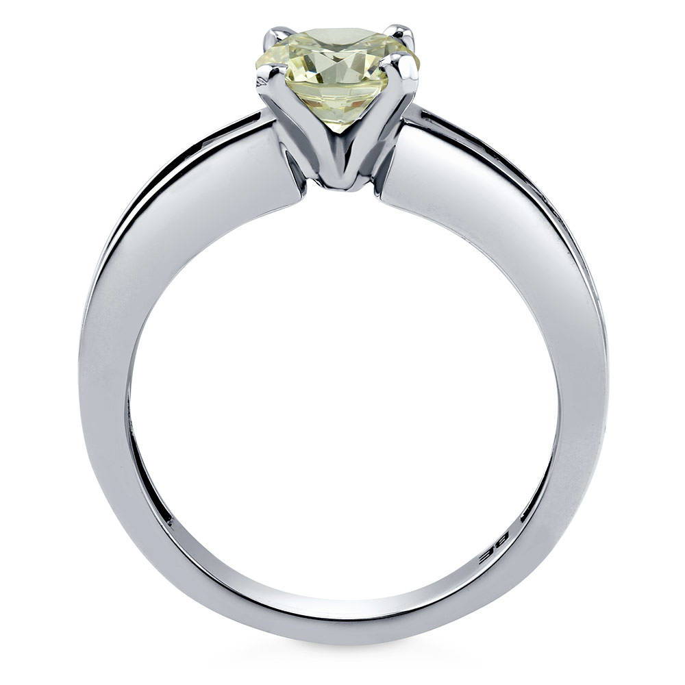 Solitaire 1ct Canary Yellow Round CZ Ring in Sterling Silver