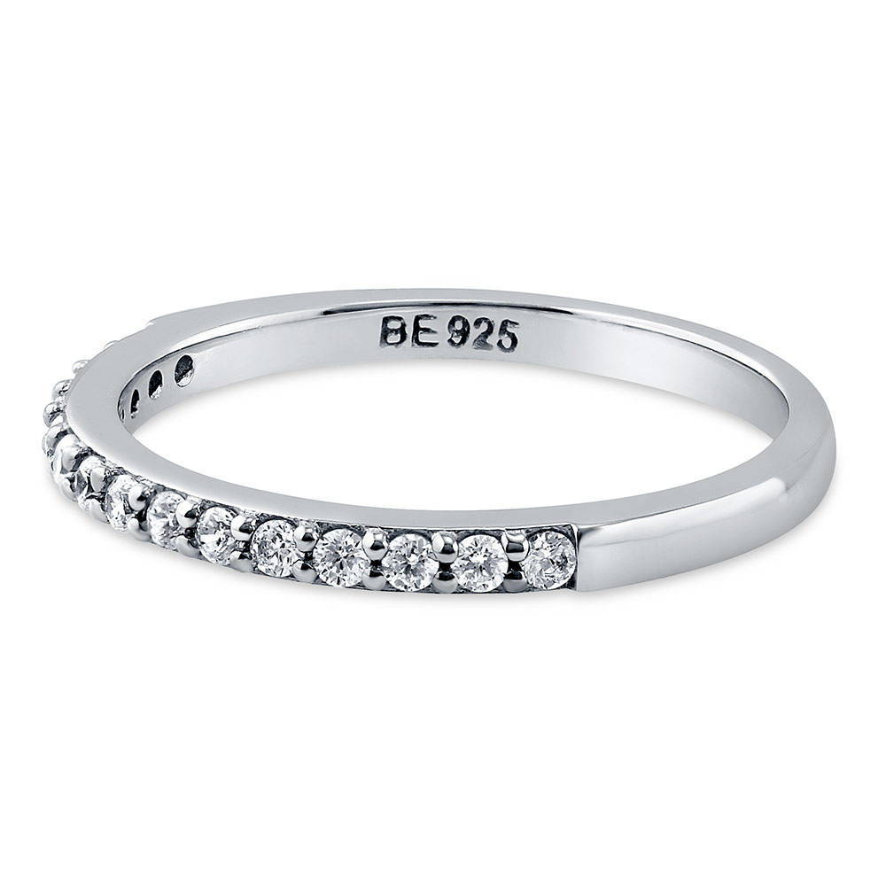 Pave Set CZ Half Eternity Ring in Sterling Silver, 5 of 7