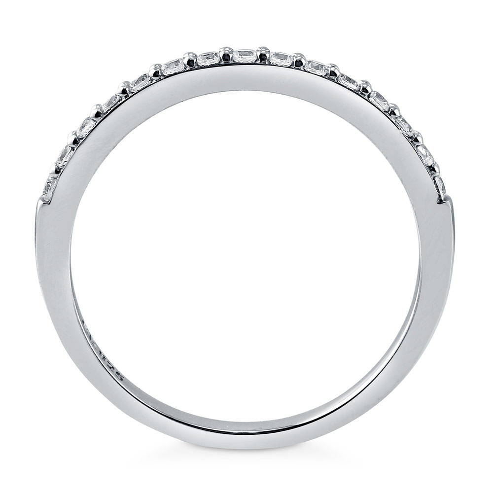 Pave Set CZ Half Eternity Ring in Sterling Silver, alternate view