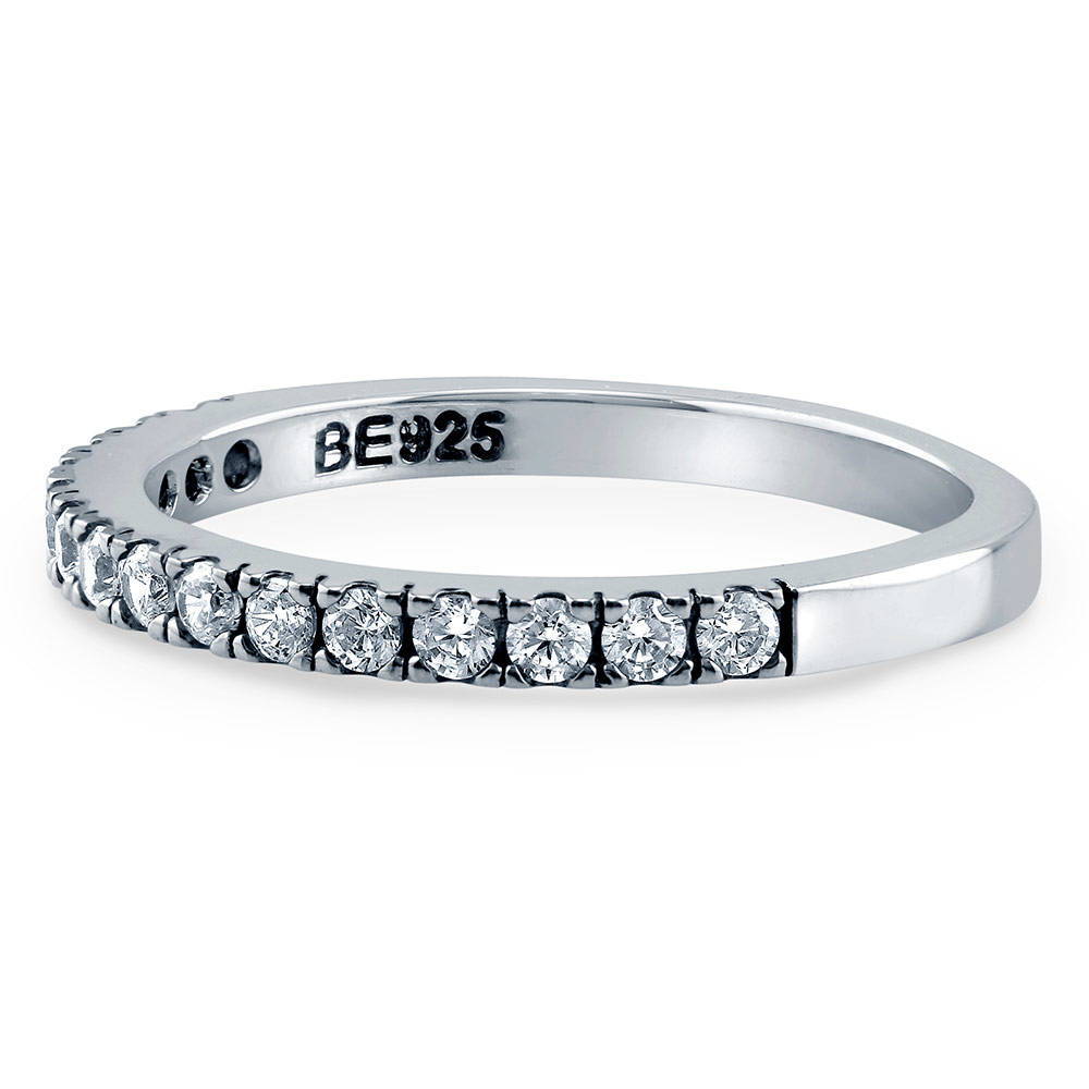Pave Set CZ Half Eternity Ring in Sterling Silver, 5 of 8