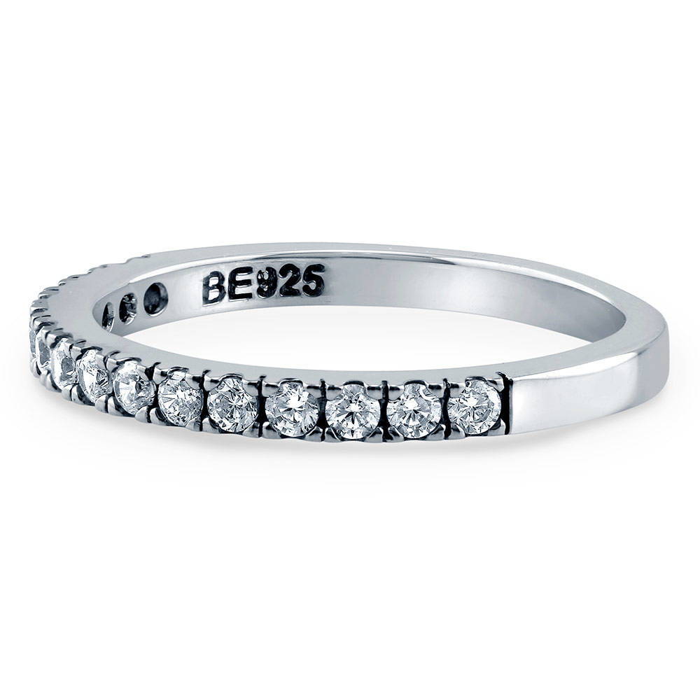 Pave Set CZ Half Eternity Ring in Sterling Silver