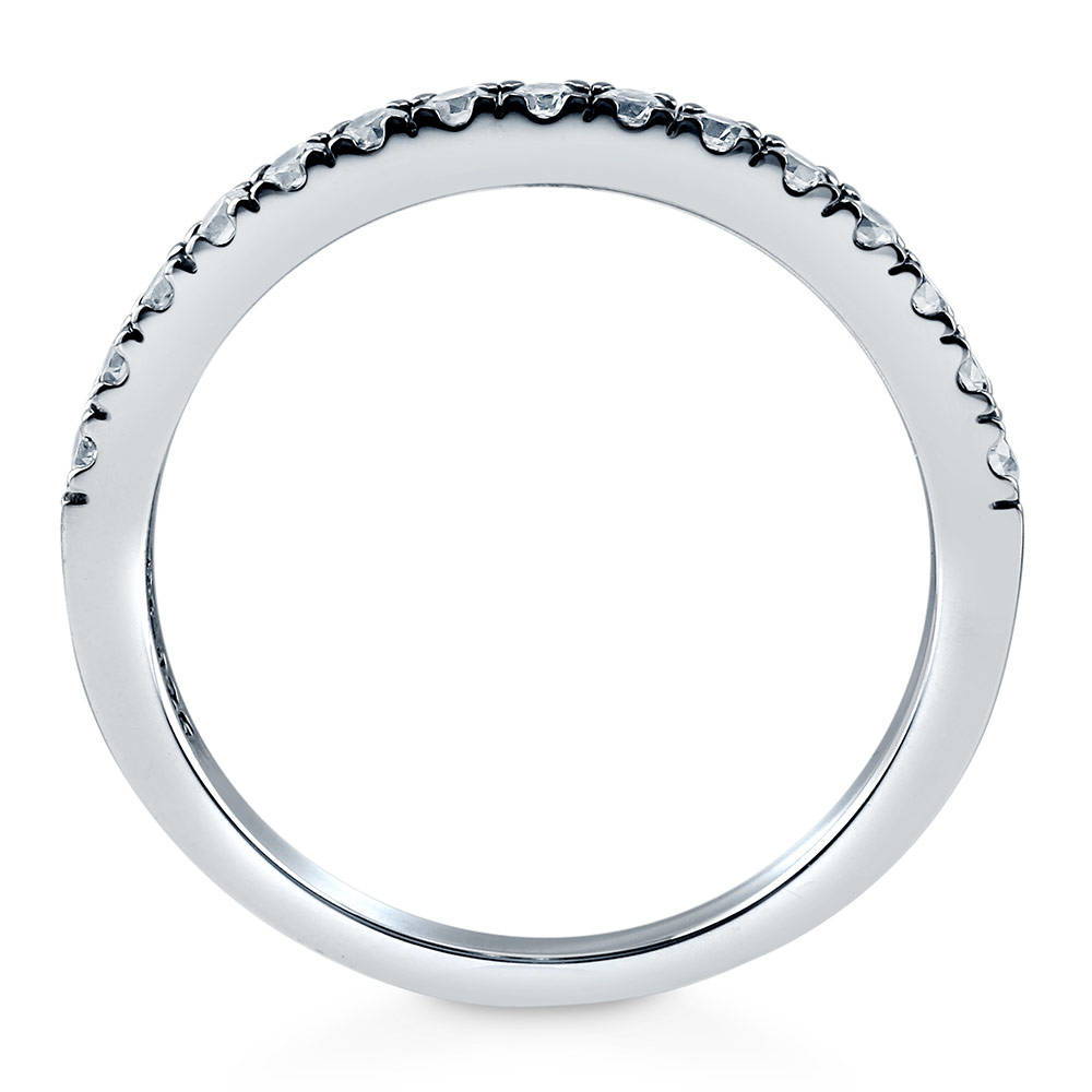 Pave Set CZ Half Eternity Ring in Sterling Silver, 7 of 8