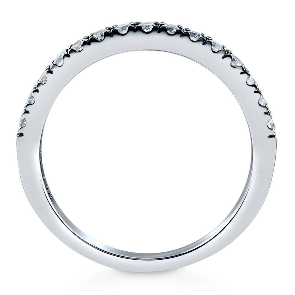 Pave Set CZ Half Eternity Ring in Sterling Silver