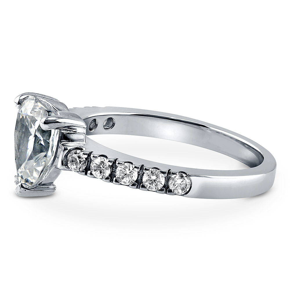 Angle view of Solitaire Heart 1.7ct CZ Ring in Sterling Silver