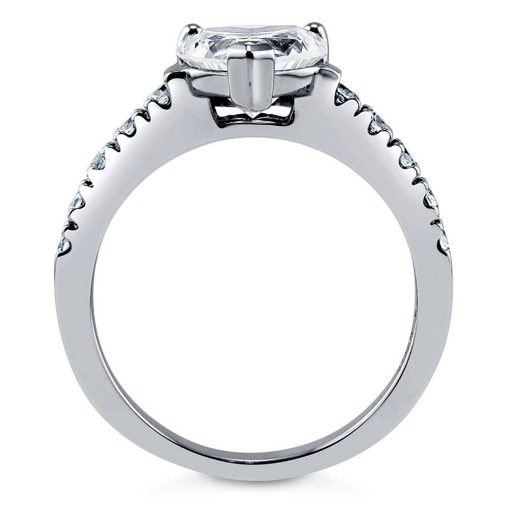 Alternate view of Solitaire Heart 1.7ct CZ Ring in Sterling Silver