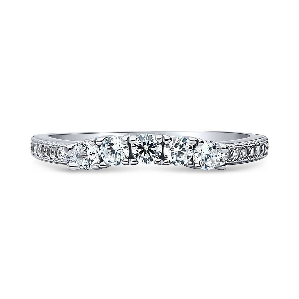 5-Stone CZ Curved Half Eternity Ring in Sterling Silver, 1 of 10
