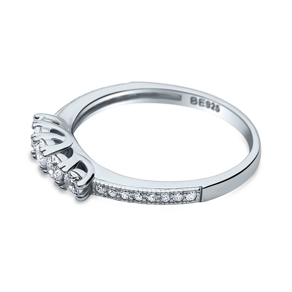 5-Stone CZ Curved Half Eternity Ring in Sterling Silver, 5 of 10