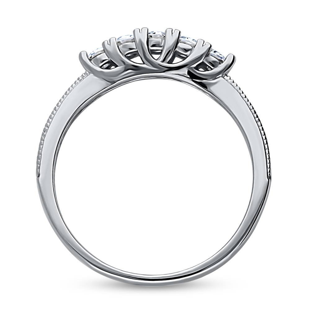 5-Stone CZ Curved Half Eternity Ring in Sterling Silver, alternate view