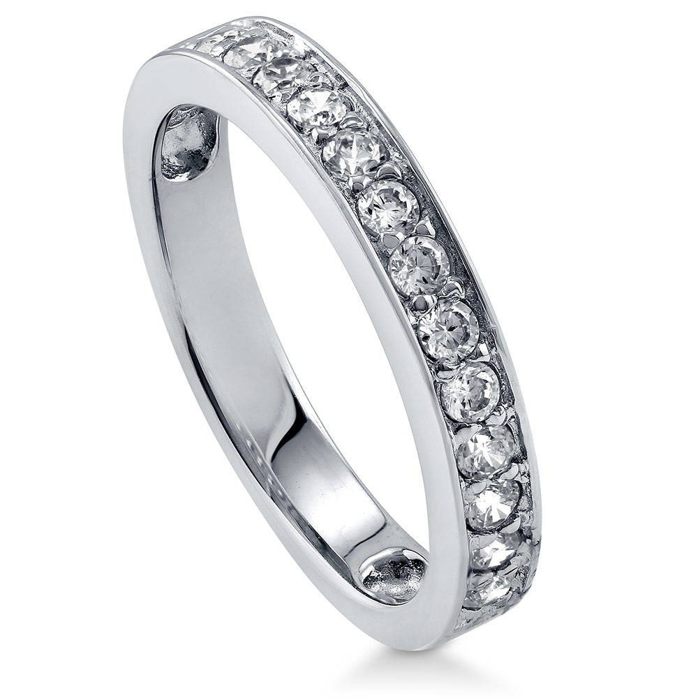 Pave Set CZ Half Eternity Ring in Sterling Silver, 3 of 6