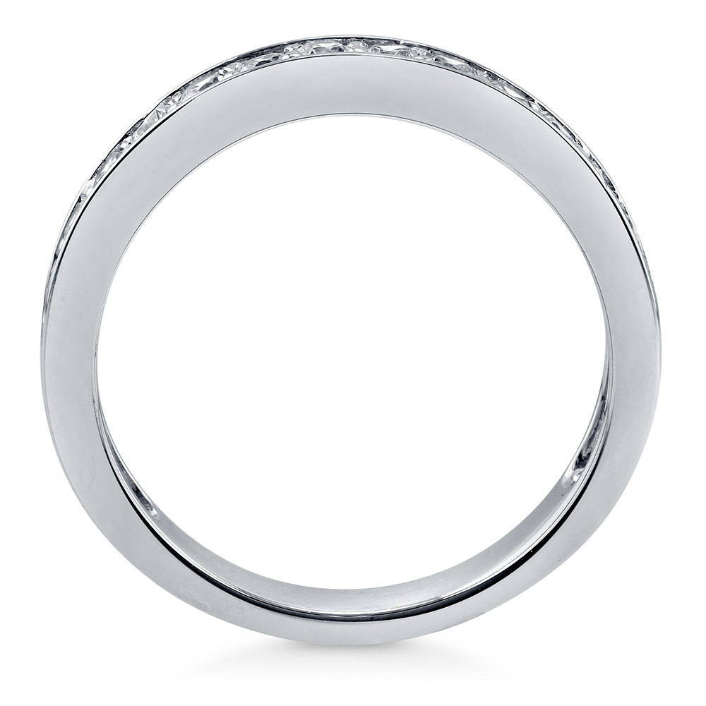 Pave Set CZ Half Eternity Ring in Sterling Silver