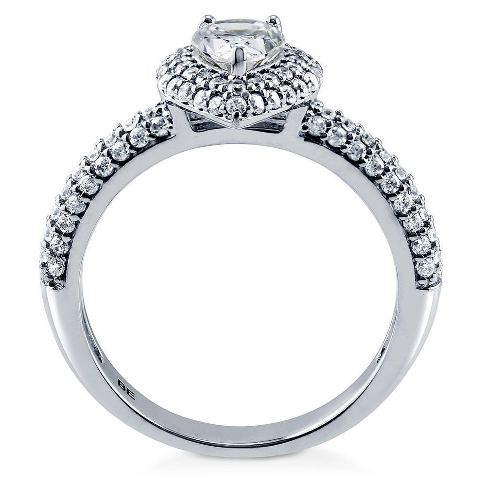 Halo Pear Cut CZ Ring in Sterling Silver