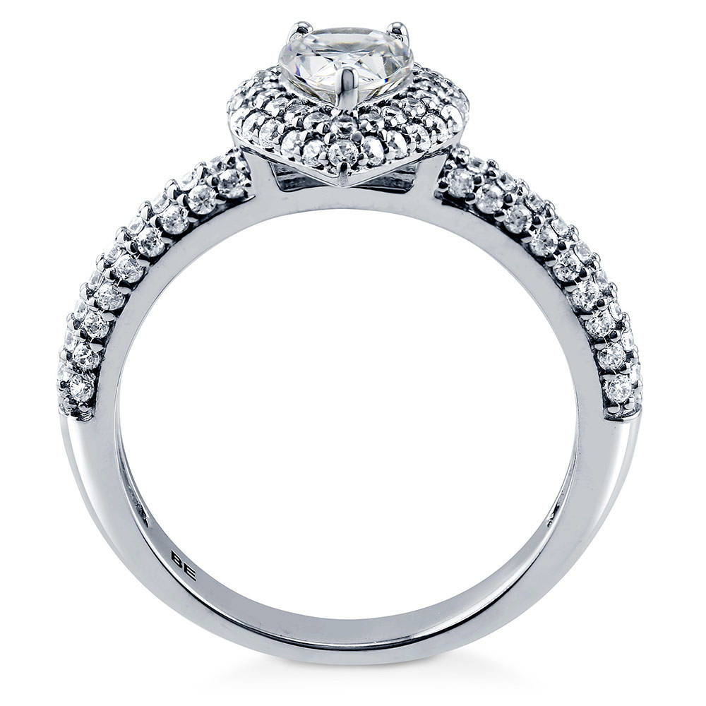 Alternate view of Halo Pear CZ Ring in Sterling Silver, 6 of 7