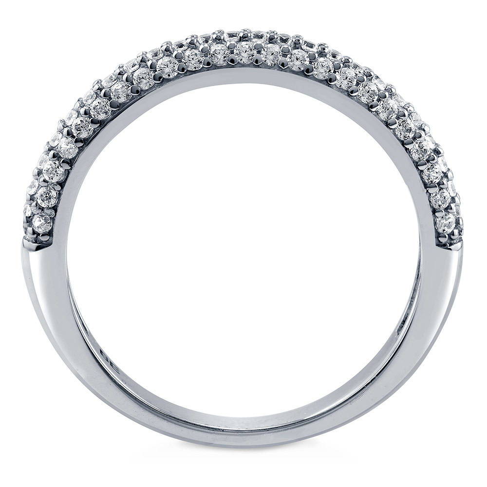 Alternate view of Pave Set CZ Half Eternity Ring in Sterling Silver