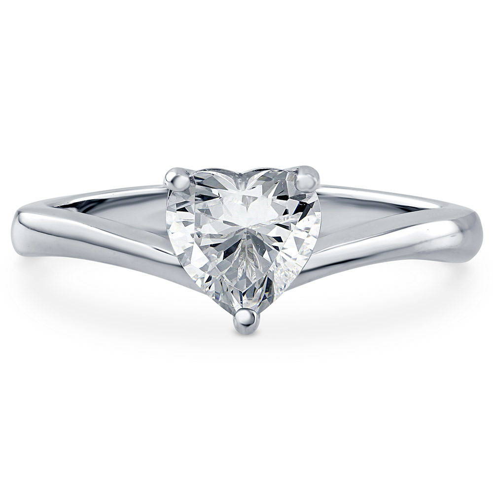 Solitaire Heart 0.9ct CZ Ring in Sterling Silver