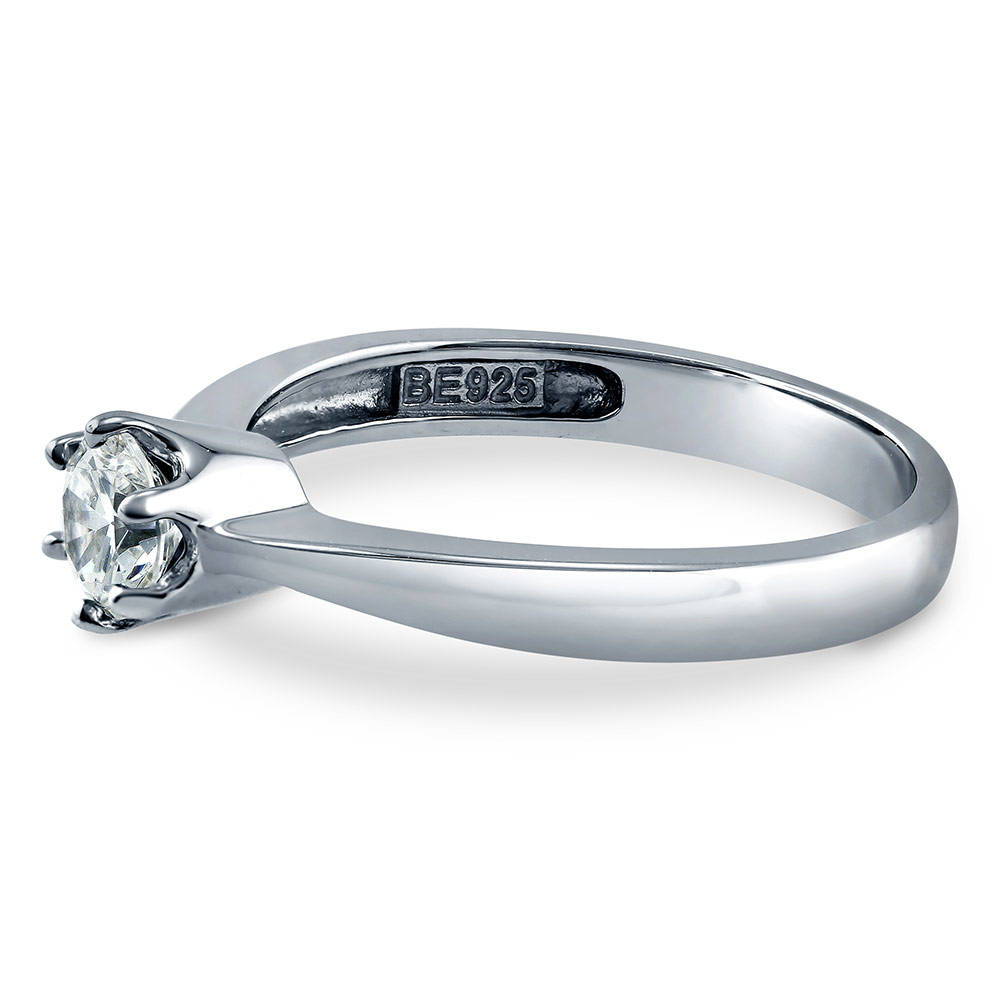 Angle view of Solitaire 0.45ct Round CZ Ring in Sterling Silver, 5 of 7