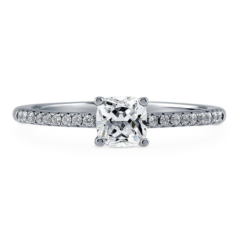 Solitaire 0.6ct Cushion CZ Ring in Sterling Silver