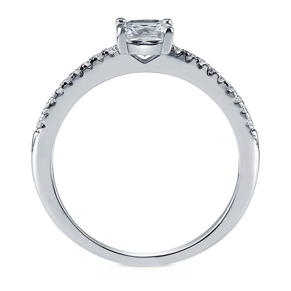 Alternate view of Solitaire 0.6ct Cushion CZ Ring in Sterling Silver