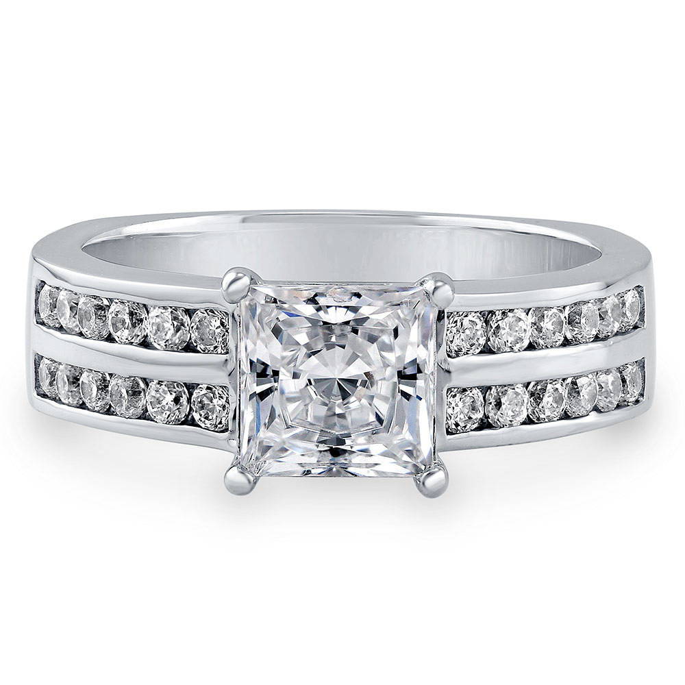 Solitaire 1.6ct Princess CZ Ring in Sterling Silver, 1 of 6