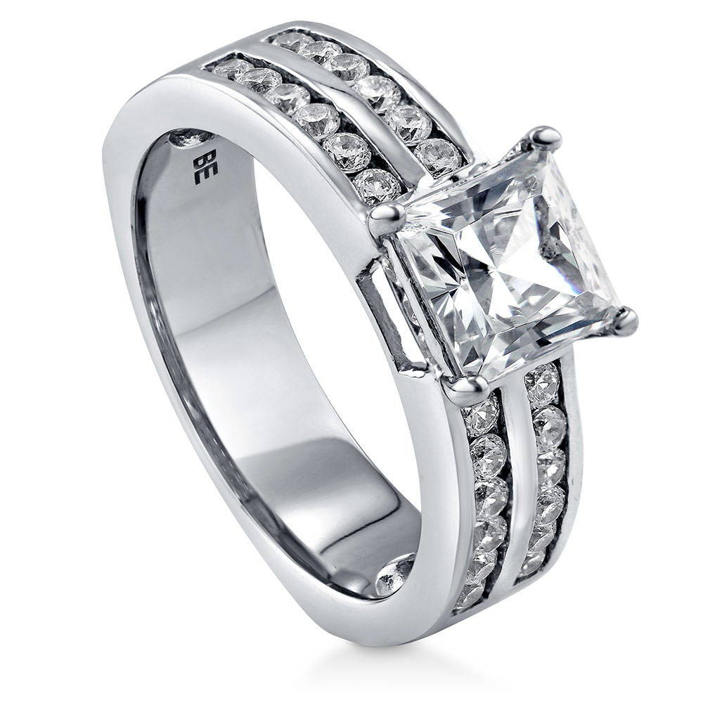 Solitaire 1.6ct Princess CZ Ring in Sterling Silver, 3 of 6
