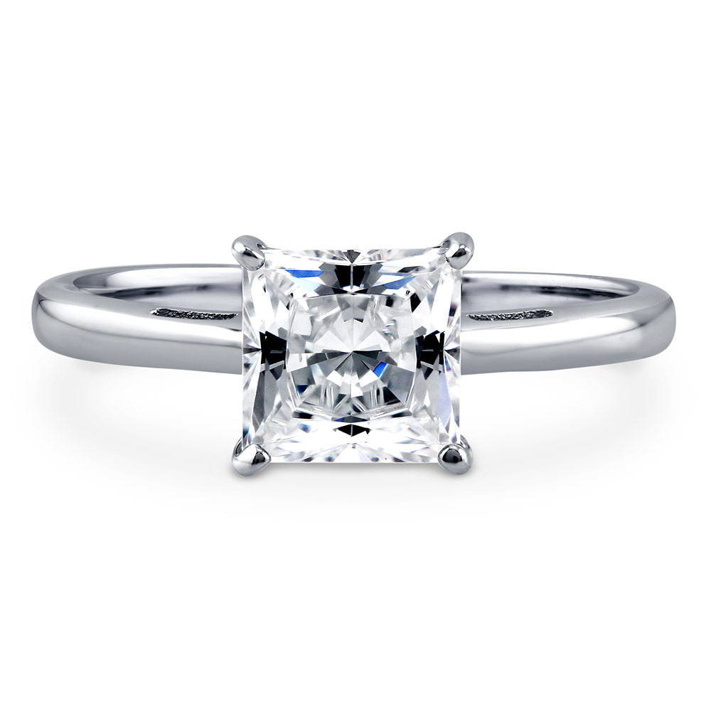 Solitaire 1.6ct Princess CZ Ring in Sterling Silver, 1 of 10