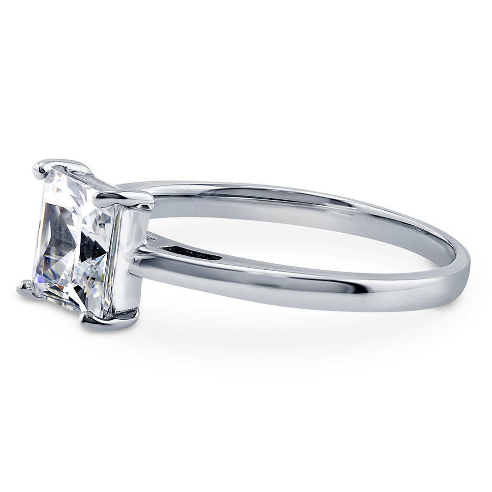 Angle view of Solitaire 1.6ct Princess CZ Ring in Sterling Silver, 5 of 10