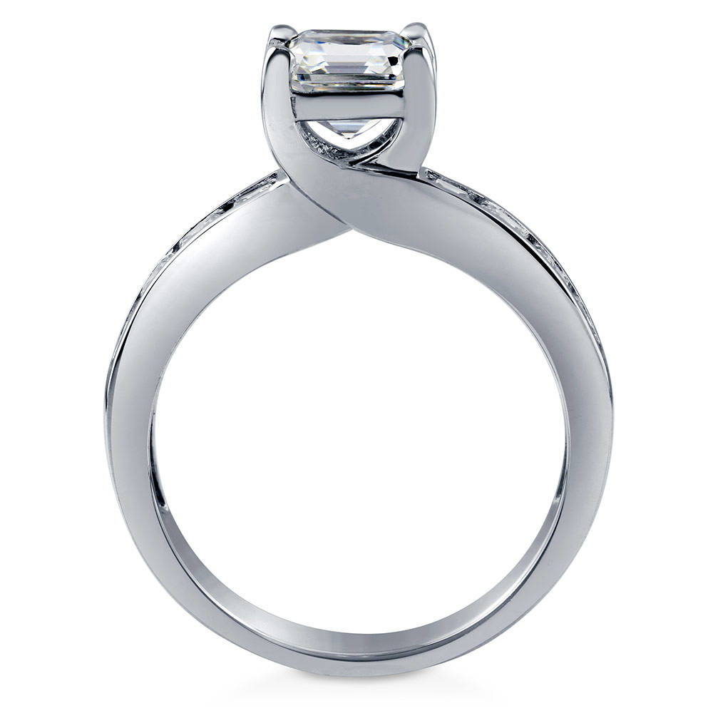 Alternate view of Solitaire 1.6ct Asscher CZ Ring in Sterling Silver