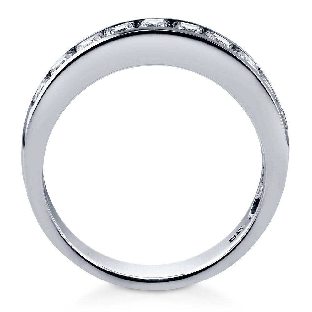 Channel Set Princess CZ Half Eternity Ring in Sterling Silver, alternate view