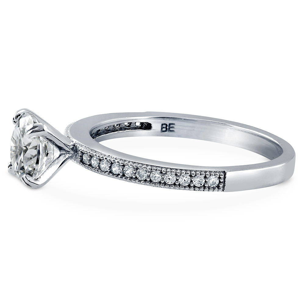 Solitaire 1ct Round CZ Ring in Sterling Silver, 5 of 7