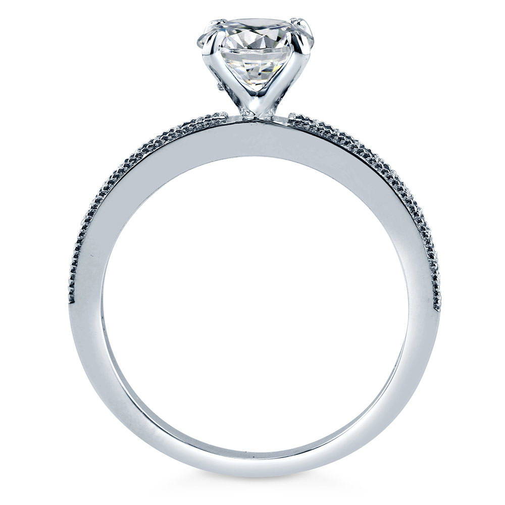 Alternate view of Solitaire 1ct Round CZ Ring in Sterling Silver, 6 of 7