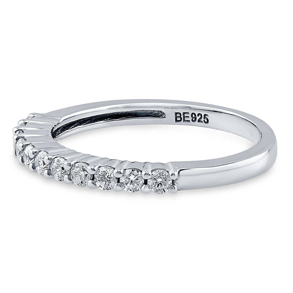 CZ Half Eternity Ring in Sterling Silver, side view