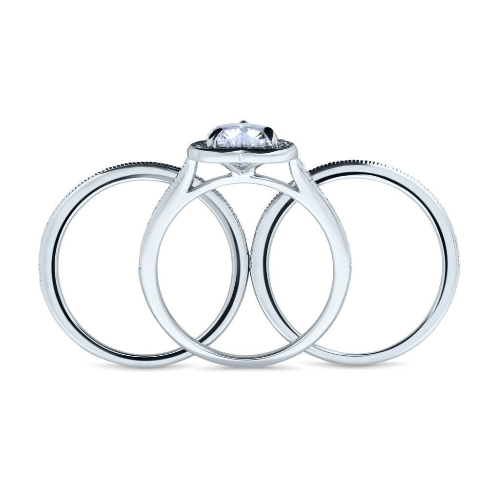 Alternate view of Halo Heart CZ Ring Set in Sterling Silver, 7 of 8