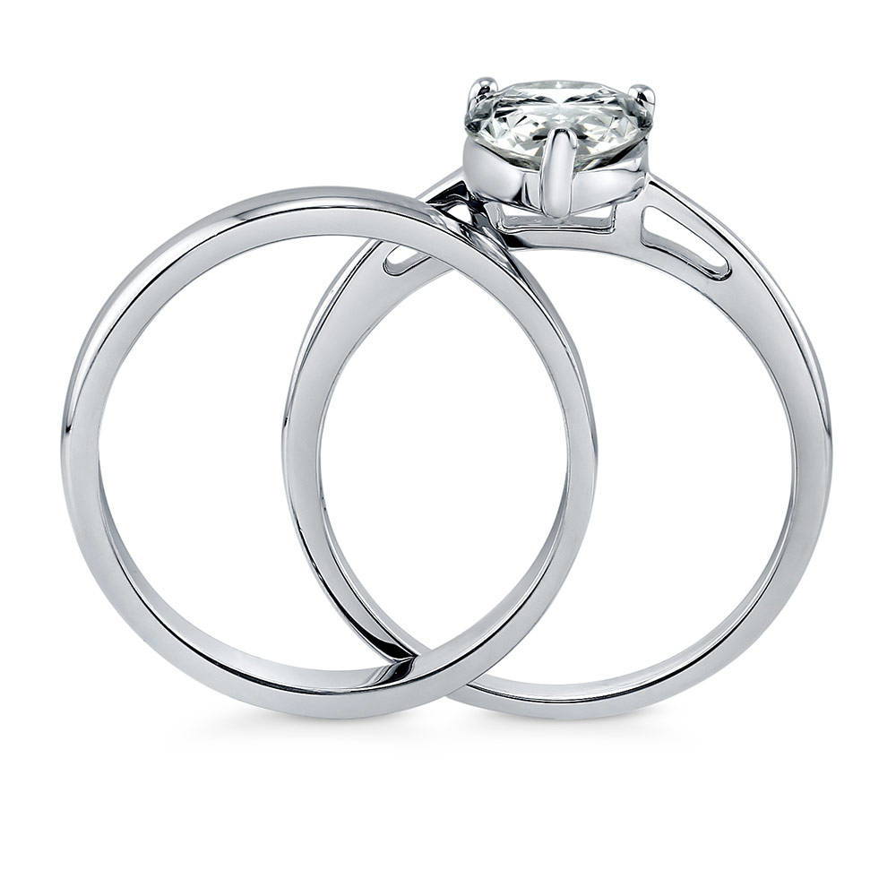 Alternate view of Solitaire 1.8ct Pear CZ Ring Set in Sterling Silver