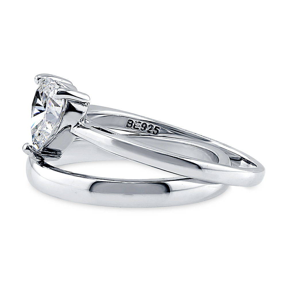 Heart Solitaire CZ Ring Set in Sterling Silver