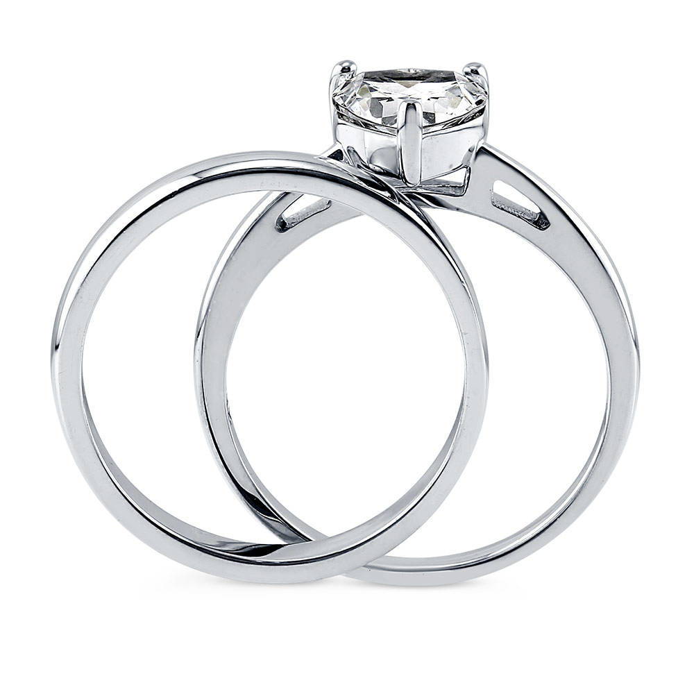 Heart Solitaire CZ Ring Set in Sterling Silver