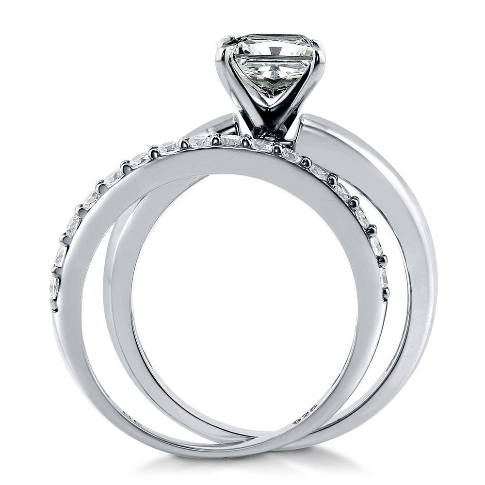 Solitaire 1.2ct Princess CZ Ring Set in Sterling Silver