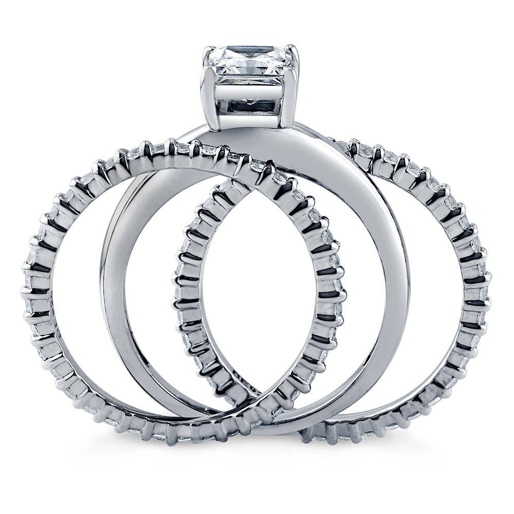 Solitaire 1ct Princess CZ Ring Set in Sterling Silver