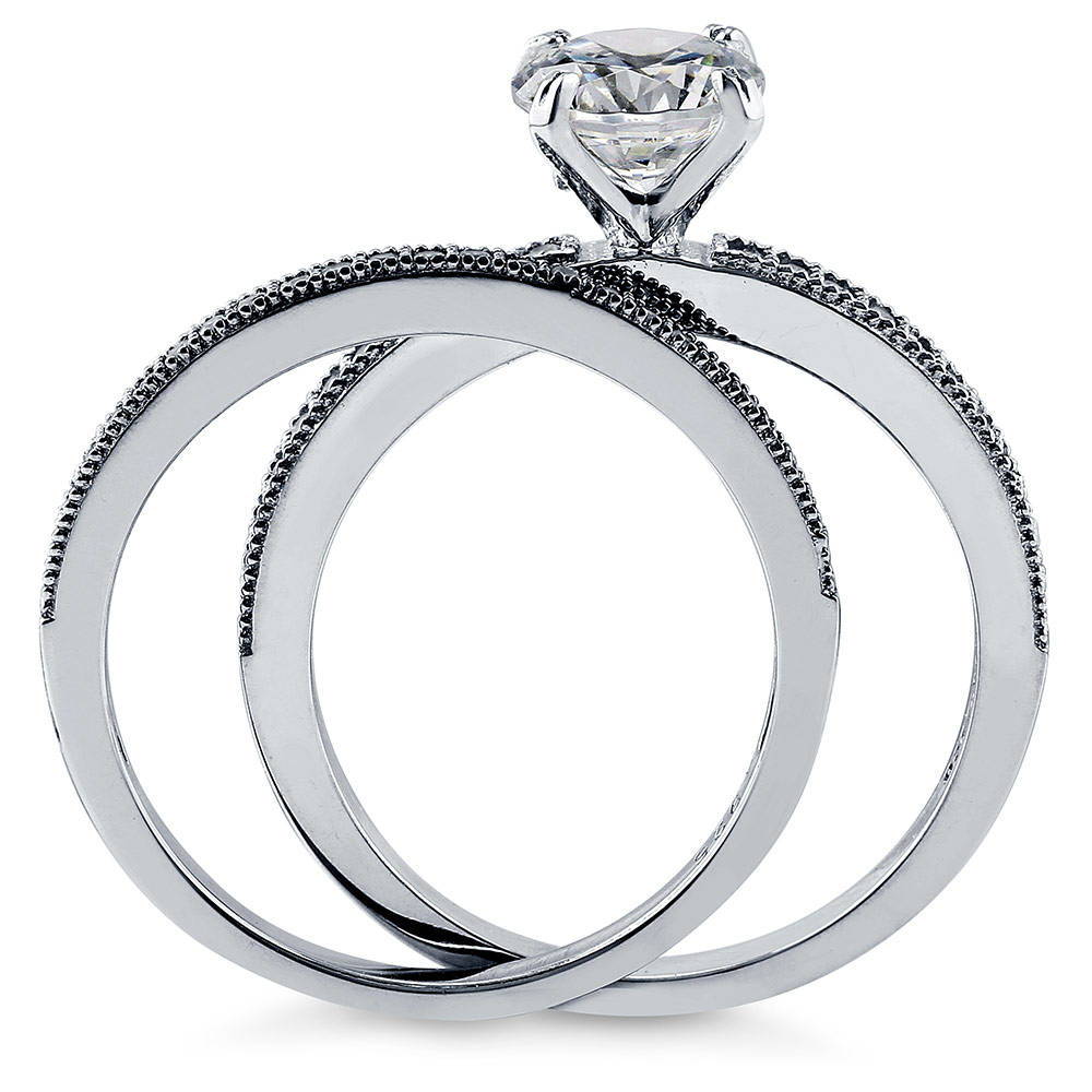 Solitaire 1ct Round CZ Ring Set in Sterling Silver, 8 of 10