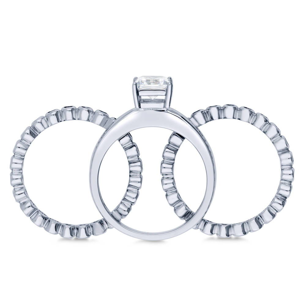 Solitaire 1ct Princess CZ Ring Set in Sterling Silver, alternate view