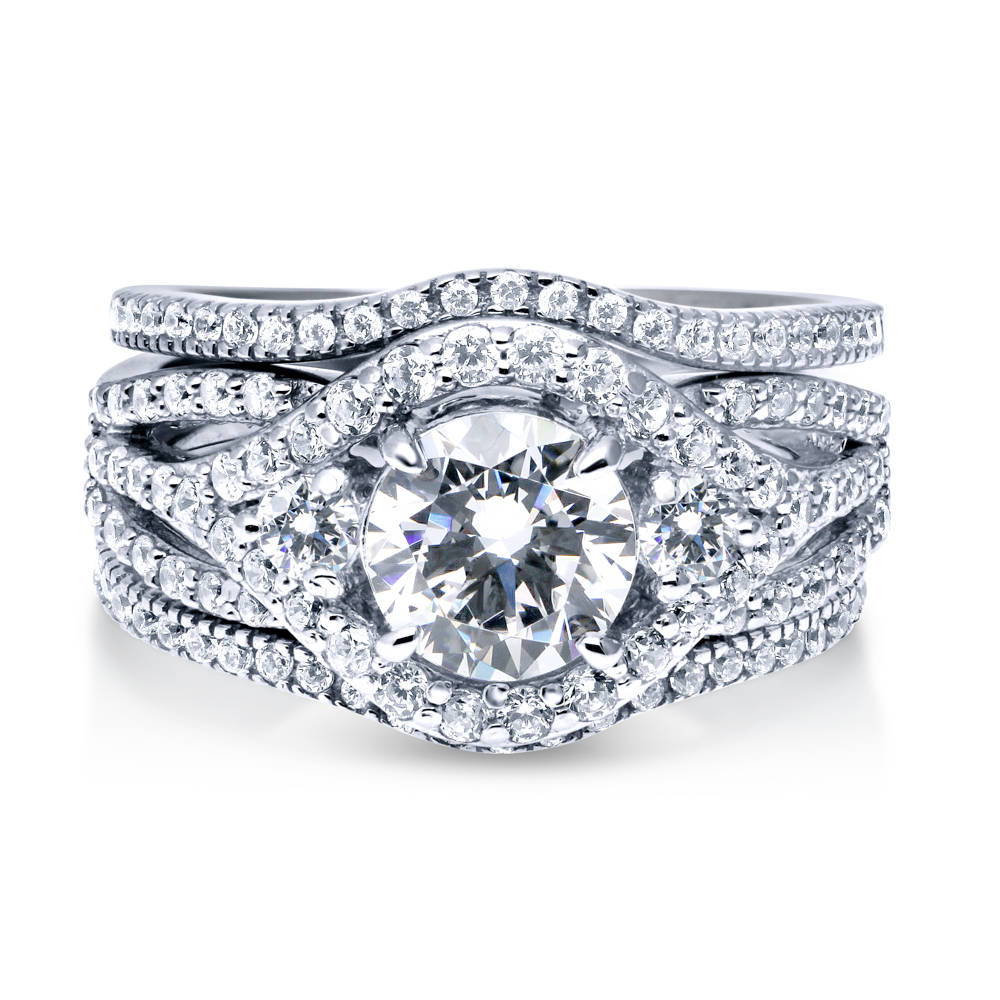 3-Stone Round CZ Ring Set in Sterling Silver