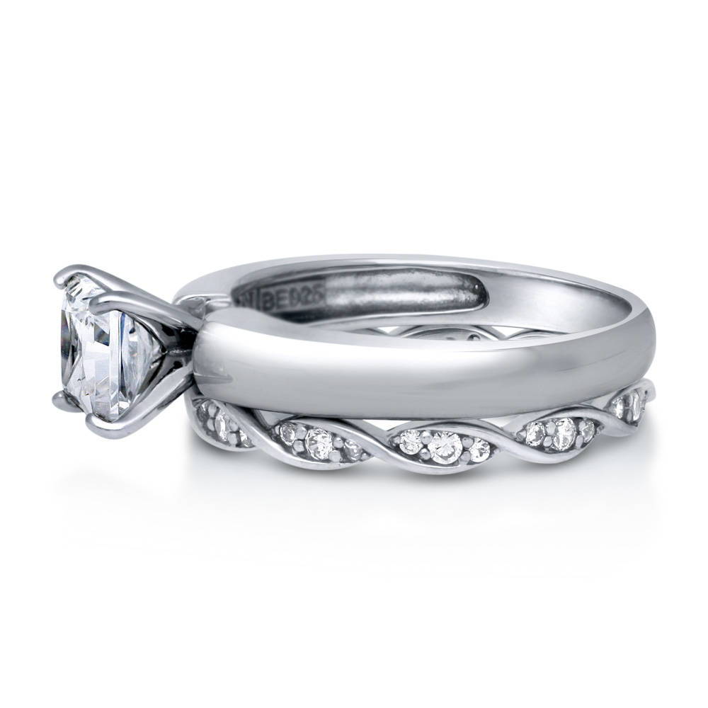 Solitaire 1.2ct Princess CZ Ring Set in Sterling Silver