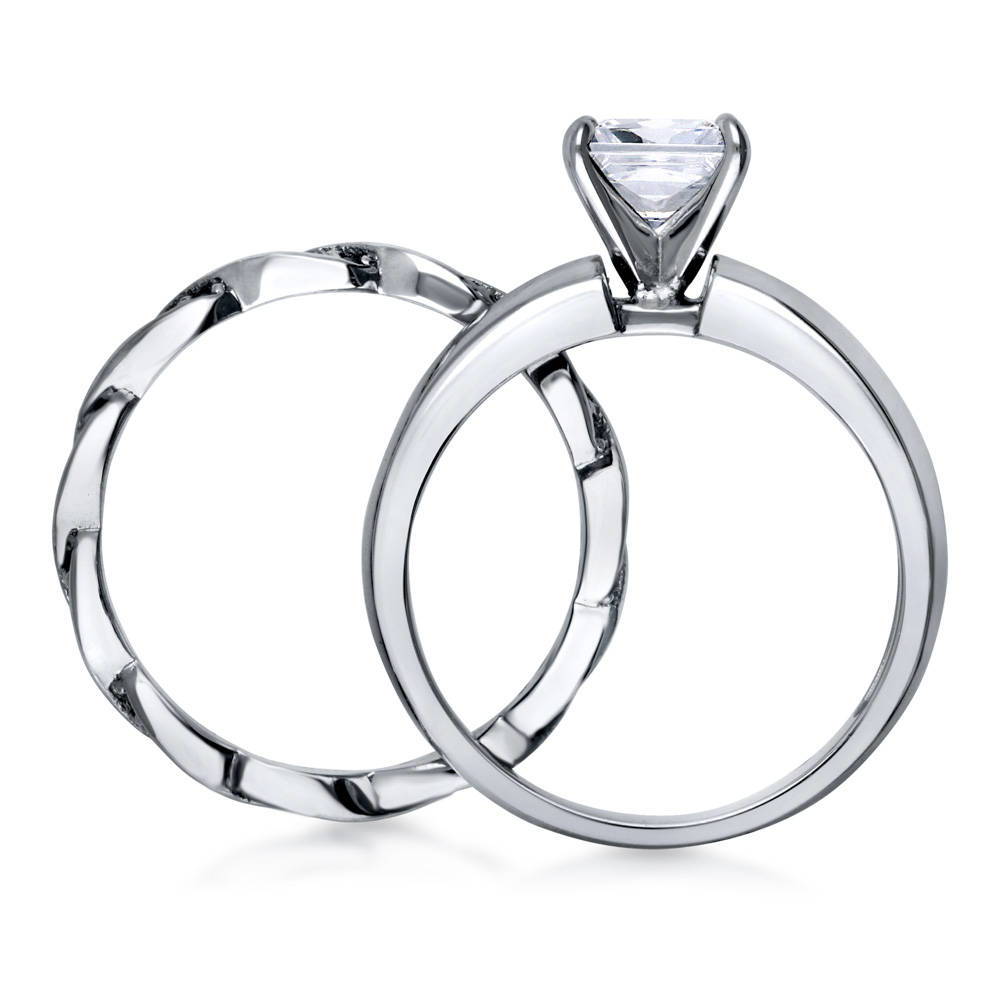 Solitaire 1.2ct Princess CZ Ring Set in Sterling Silver