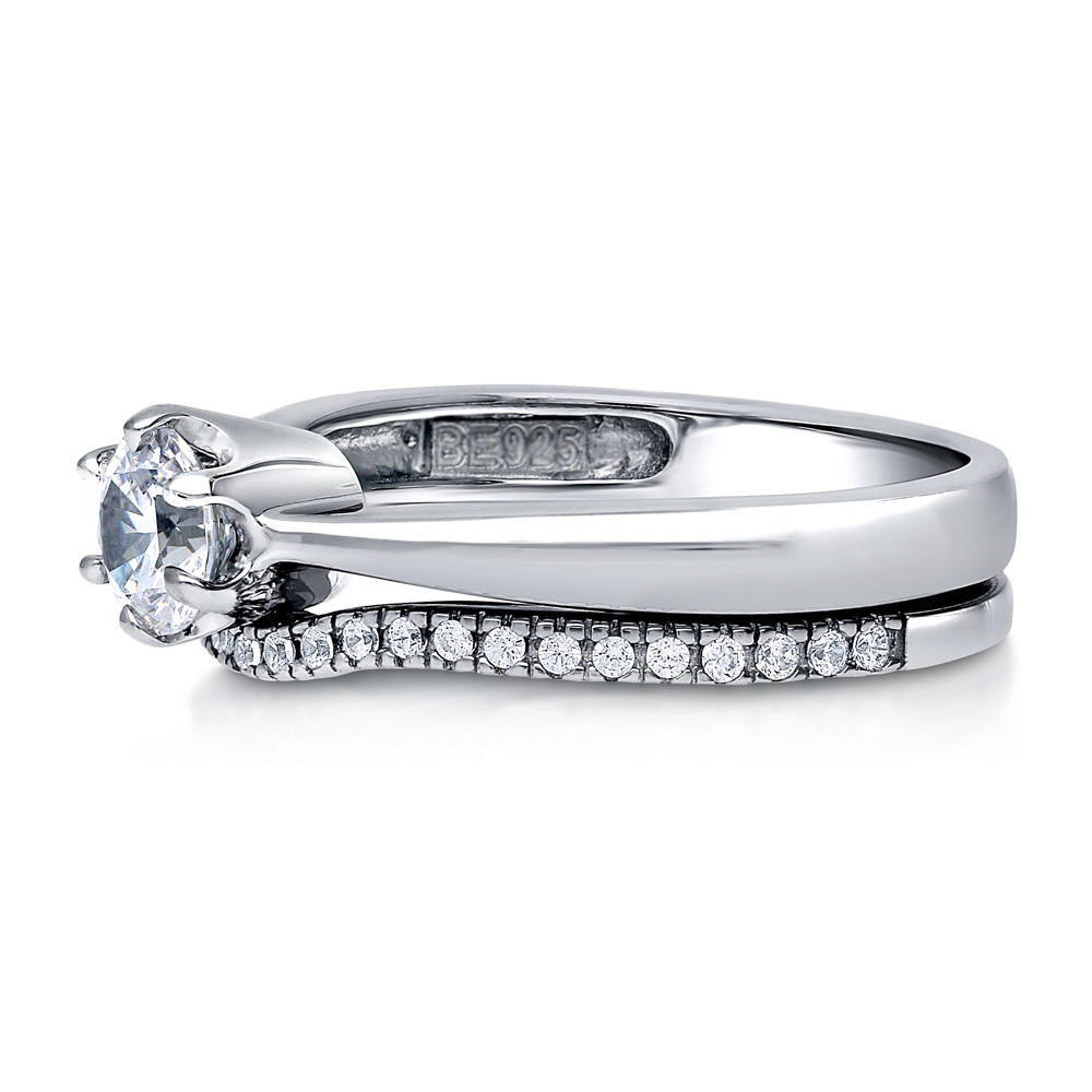 Angle view of Solitaire 0.45ct Round CZ Ring Set in Sterling Silver