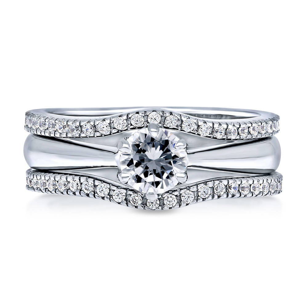 Solitaire 0.45ct Round CZ Ring Set in Sterling Silver, 1 of 11