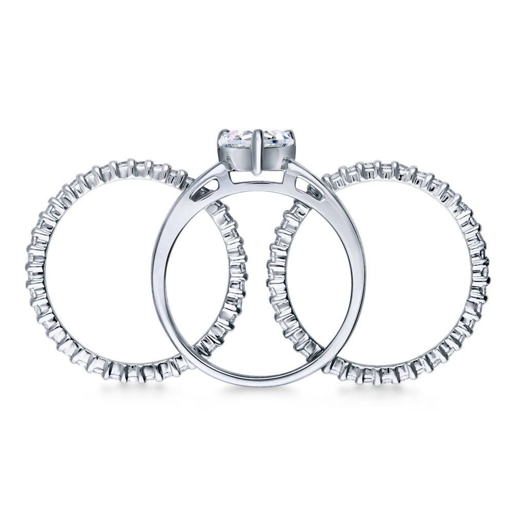 Heart Solitaire CZ Ring Set in Sterling Silver