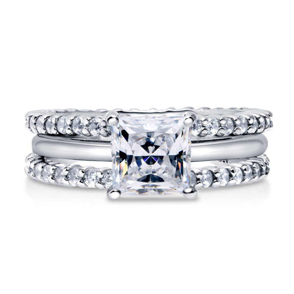 Solitaire 1.6ct Princess CZ Ring Set in Sterling Silver, 1 of 16